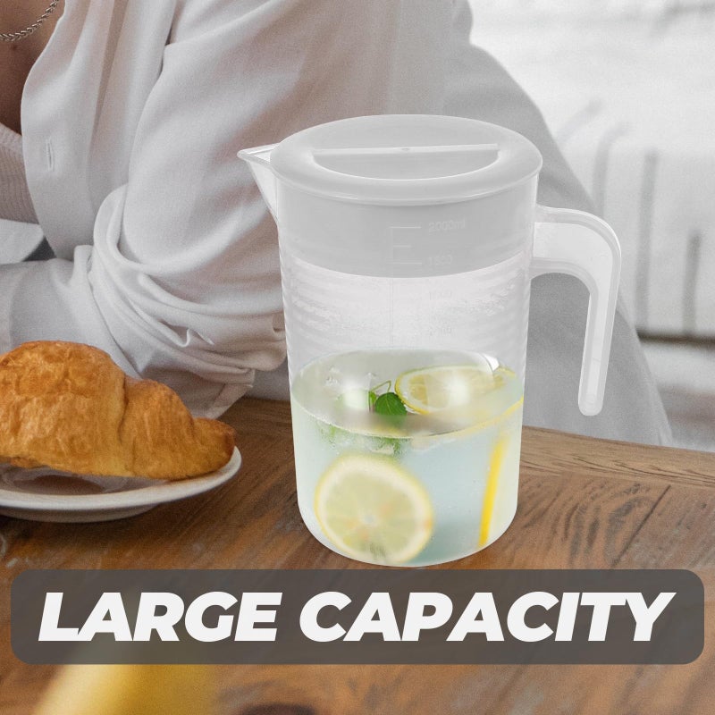 White Large Capacity 2000ml Water Pitcher with Lid Handle Design Cold Beverage Jug - Image 5