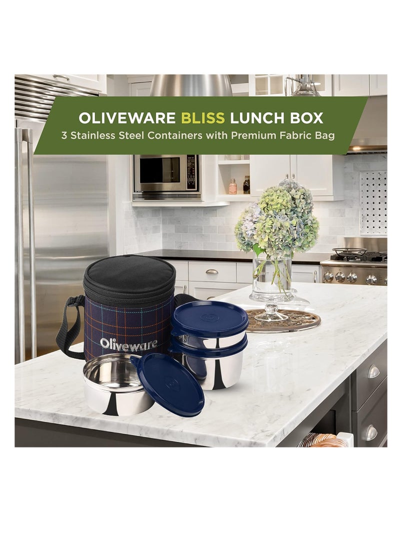 oliveware Lunch Box, Bliss Lunchbox | Stainless Steel |  ‎Airtight, Freezer & Dishwasher safe -Blue  - Image 4