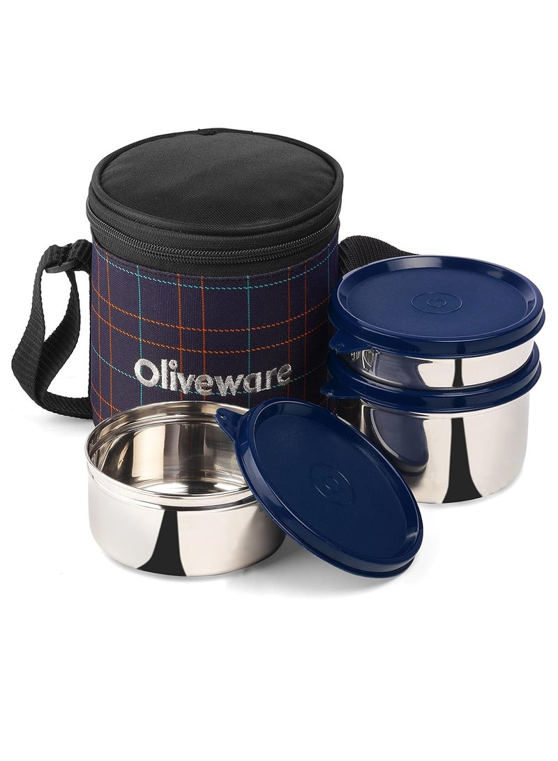 oliveware Lunch Box, Bliss Lunchbox | Stainless Steel |  ‎Airtight, Freezer & Dishwasher safe -Blue  - Image 1