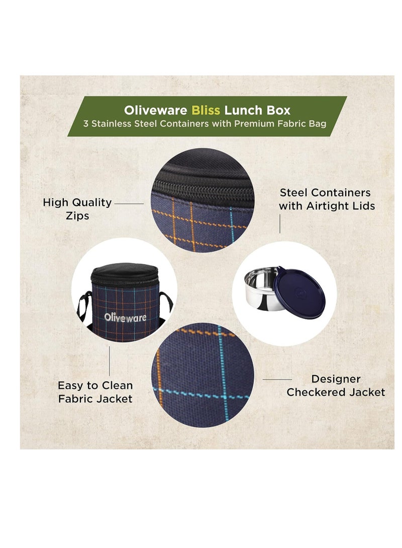 oliveware Lunch Box, Bliss Lunchbox | Stainless Steel |  ‎Airtight, Freezer & Dishwasher safe -Blue  - Image 3