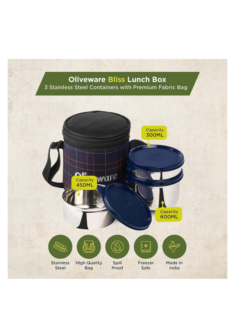 oliveware Lunch Box, Bliss Lunchbox | Stainless Steel |  ‎Airtight, Freezer & Dishwasher safe -Blue  - Image 2