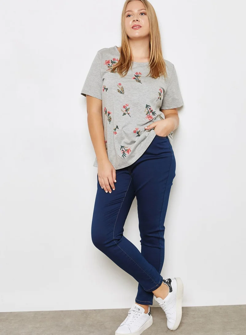 EVANS Embroidered Floral T-Shirt