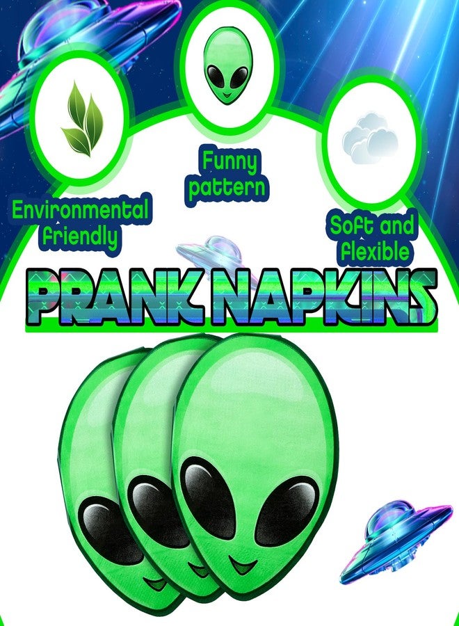 Tenceur 100 Pcs Alien Dessert Napkins Cocktail Green Dinner Napkins Alien Party Decorations Disposable Paper for Birthday Party Space Astronaut Themed Supplies - Image 3