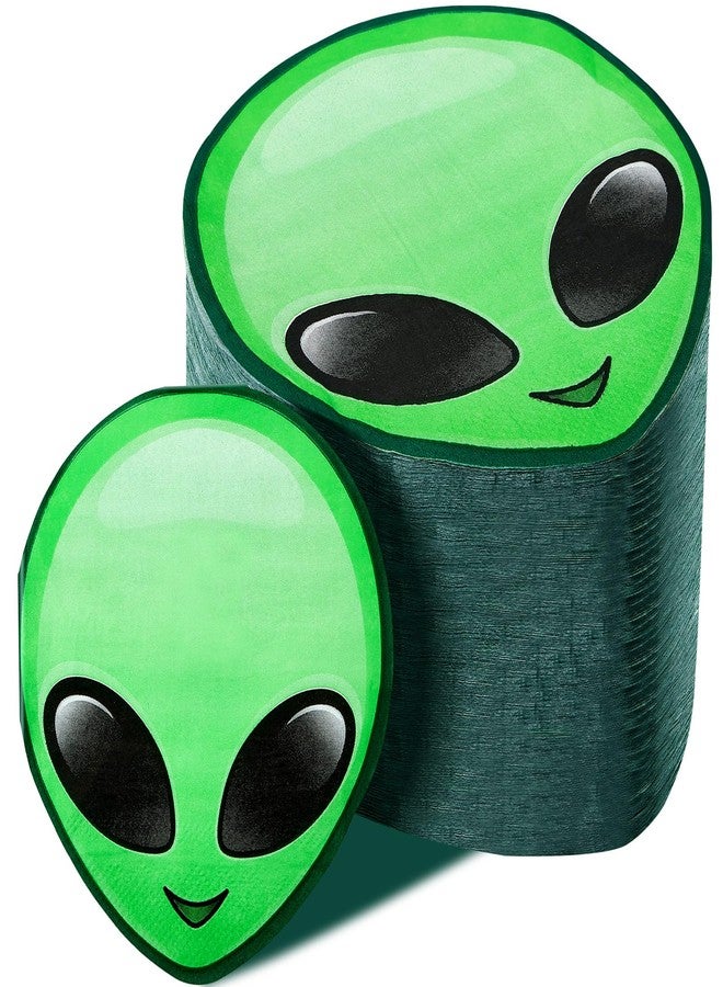 Tenceur 100 Pcs Alien Dessert Napkins Cocktail Green Dinner Napkins Alien Party Decorations Disposable Paper for Birthday Party Space Astronaut Themed Supplies - Image 1