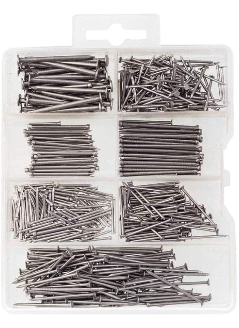 DIY Crafts Diy Crafts CTDIYHI47640 Nails Finish Wire Brad and Common Use This Kit Comes in an Organized Plastic Durable Nails Pack of 450 Small Nail Box Multicolor  - Image 1
