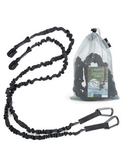 Gradient Fitness 2 Pack Kayak Paddle Leash 5 8 Feet Stretchable Paddle Strap With Carabiner Secure Leash Lanyard Rope For Sup Kayak Canoe Paddle Fishing Pole Rod (Black)  - Image 2