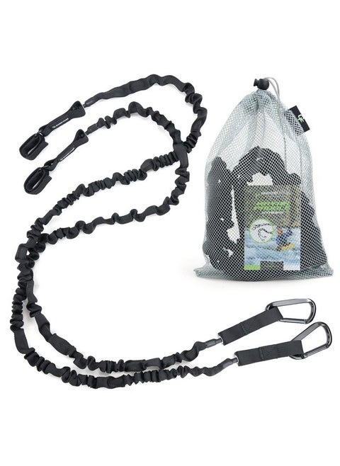 2 Pack Kayak Paddle Leash 5 8 Feet Stretchable Paddle Strap With Carabiner Secure Leash Lanyard Rope For Sup Kayak Canoe Paddle Fishing Pole Rod (Black)