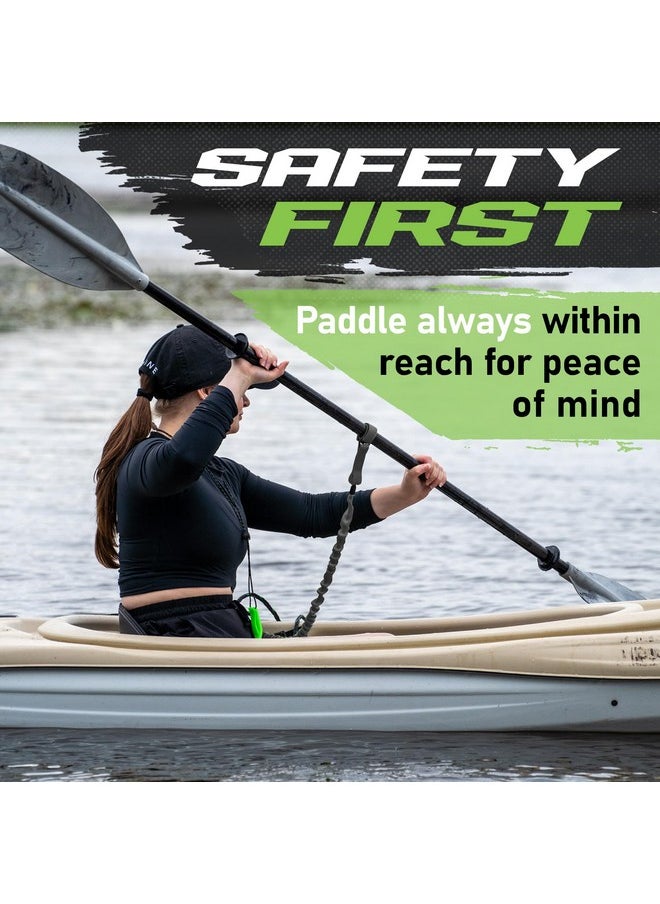 Gradient Fitness - 2 Pack Kayak Paddle Leash 5 8 Feet Stretchable Paddle Strap With Carabiner Secure Leash Lanyard Rope For Sup Kayak Canoe Paddle Fishing Pole Rod (Black) - Image 1