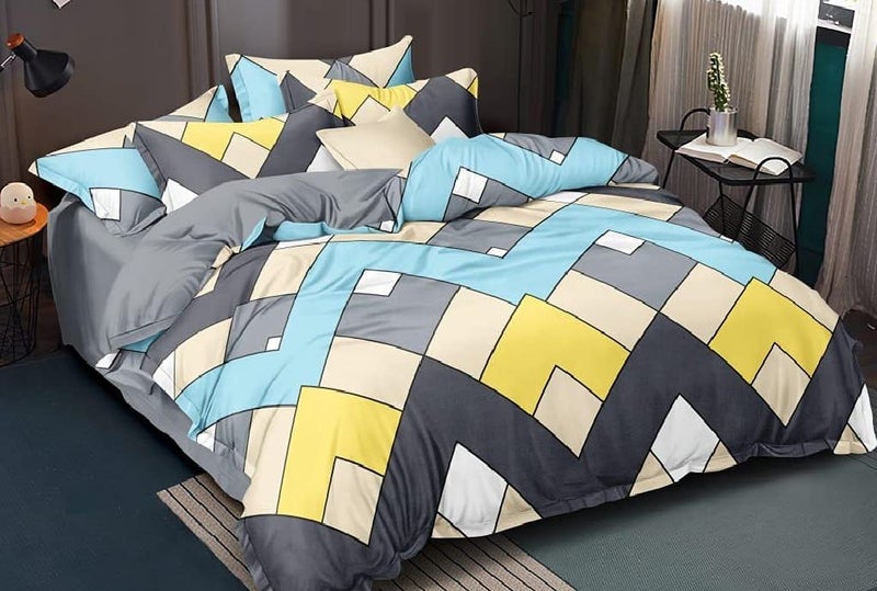 Linemates 140 GSM Glace Cotton Double King Size Duvet Cover II Razai Cover II Quilt Cover for Double Bed Size with Zipper Dohars 90x100 inchMulticolor - Image 2