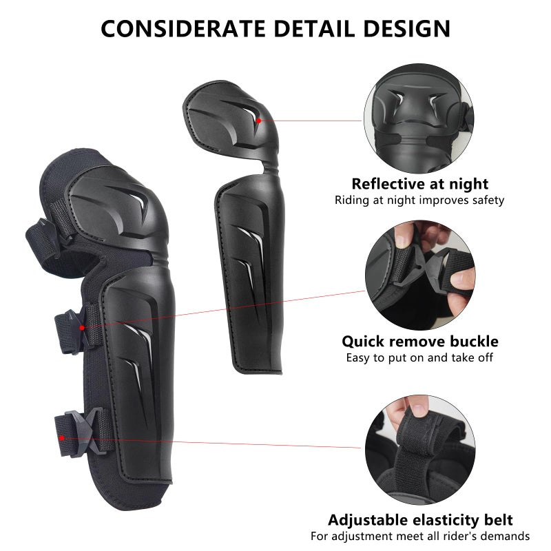 Aidy-Pro Motocross Knee Pads Motorcycle Knee Guards For Men  Adjustable Motocross Knee And Shin Guards  Crashproof Motorcycle Leg Armor Protection Dirt Bike Racing Protective Gear 2Pcs - Image 2