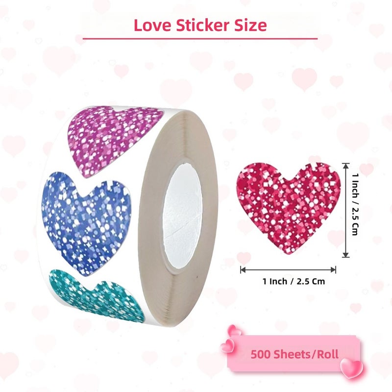 500 stickers/roll heart-shaped sealing stickers Shining holographic laser star thanks decoration Sticker stickers  Label - Image 3