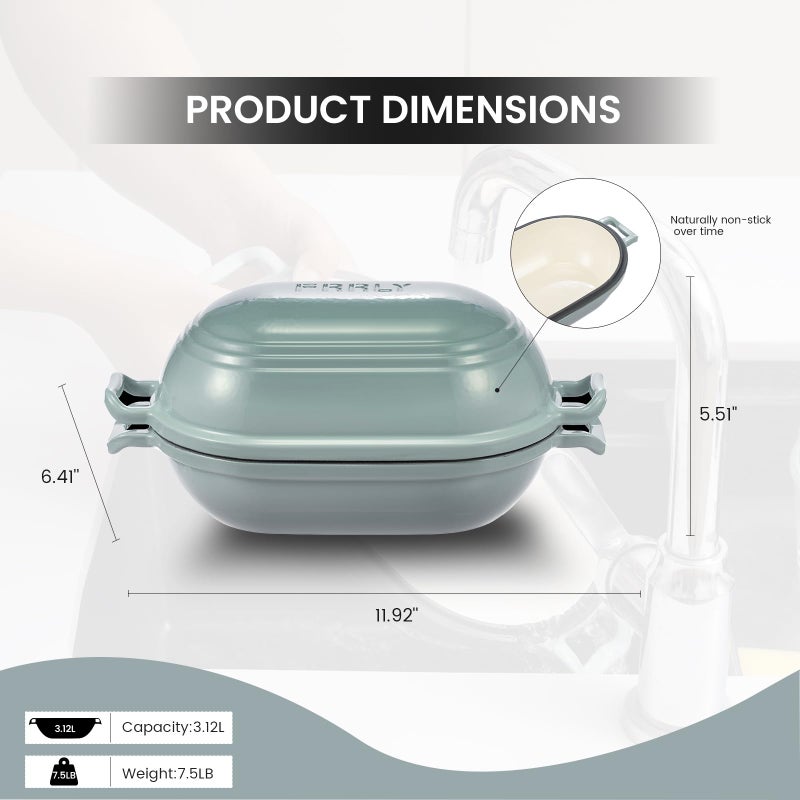 FRRLY Enameled Cast Iron Dutch Oven for Sourdough Bread Baking,9 x 5-4/5 Inch Oval Cast Iron Bread Pan with Lid,Dutch Oven for Homemade Sourdough Baking,2.8QT Meatloaf Pan,Oven Safe - Image 2