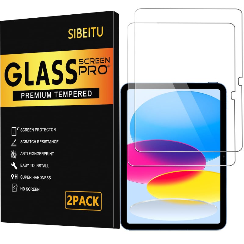 SIBEITU حماية شاشة SIBEITU عبوة 2 لجهاز iPad 11 A16 2025 و الجيل العاشر 10.9 بوصة 2022، زجاج مقسى شفاف HD بصلابة 9H متوافق مع iPad 11/10 الجيل، مقاوم للخدوش، حساس للمس - Image 1