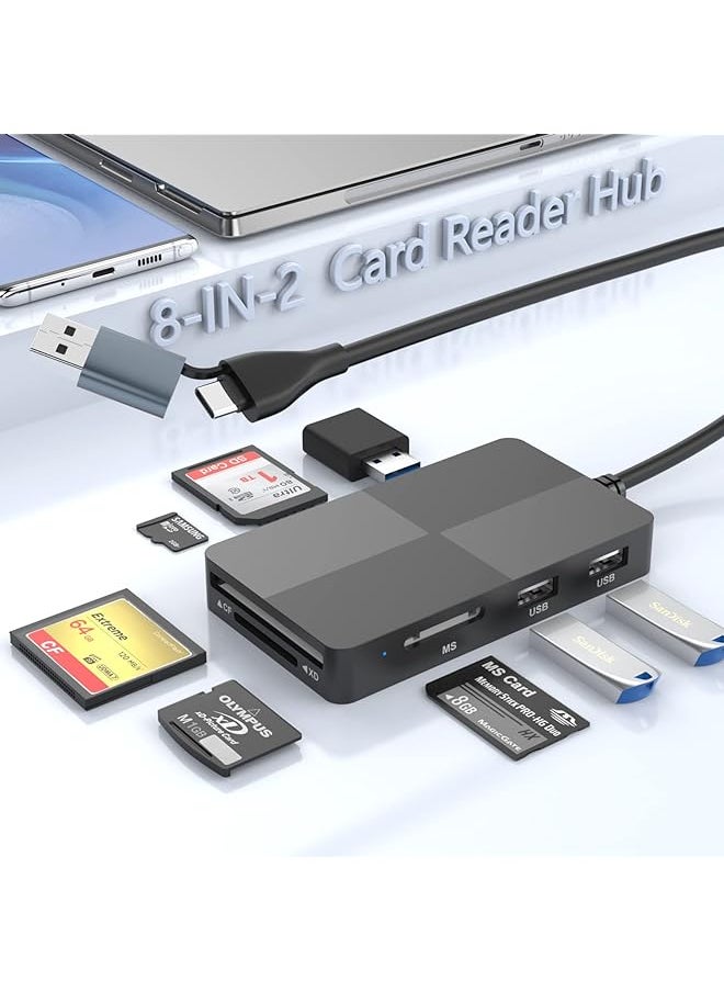 Generic Usb C Multi Card Reader Hub 5 Memory Cards With Extra 3 Usb3.0 Sd Tf Cf Micro Sd Xd Ms Memory Card Reader Adapter Hub Fit For Sd Sdxc Sdhc Cf Cfi Tf Micro Sd Micro Sdxc Sdhc Ms Uhs Usb Stick Mouse  - Image 1