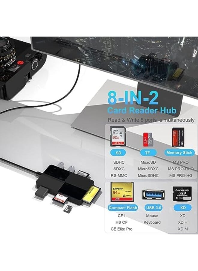 Generic Usb C Multi Card Reader Hub 5 Memory Cards With Extra 3 Usb3.0 Sd Tf Cf Micro Sd Xd Ms Memory Card Reader Adapter Hub Fit For Sd Sdxc Sdhc Cf Cfi Tf Micro Sd Micro Sdxc Sdhc Ms Uhs Usb Stick Mouse  - Image 3