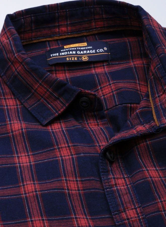 The Indian Garage Co The Indian Garage Co Men Navy Blue Slim Fit Casual Shirt