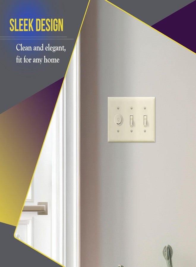 ENERLITES Triple Toggle Light Switch Wall Plate, Gloss Finish, Standard Size 3-Gang 4.50" x 6.38", Unbreakable Polycarbonate Thermoplastic, 8813-LA, Light Almond - Image 3