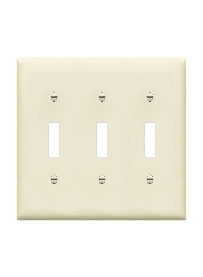 ENERLITES Triple Toggle Light Switch Wall Plate, Gloss Finish, Standard Size 3-Gang 4.50" x 6.38", Unbreakable Polycarbonate Thermoplastic, 8813-LA, Light Almond - Image 1