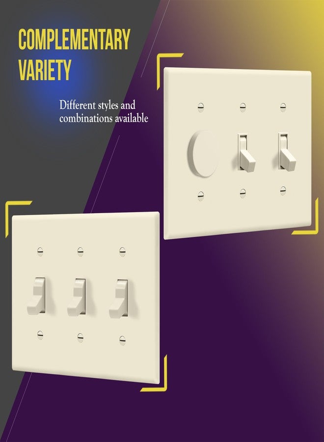 ENERLITES Triple Toggle Light Switch Wall Plate, Gloss Finish, Standard Size 3-Gang 4.50" x 6.38", Unbreakable Polycarbonate Thermoplastic, 8813-LA, Light Almond - Image 5