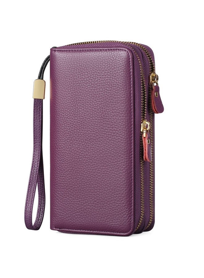 SENDEFN Leather Women Wallet Rfid Blocking Zipper Around Phone Holder Clutch Wristlet Large Capacity - Image 1