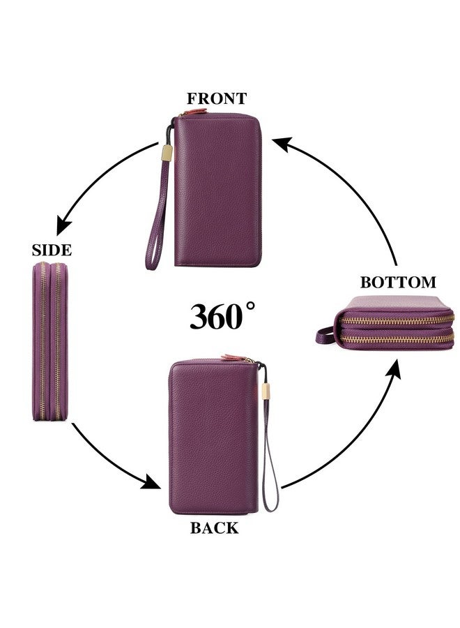 SENDEFN Leather Women Wallet Rfid Blocking Zipper Around Phone Holder Clutch Wristlet Large Capacity - Image 4