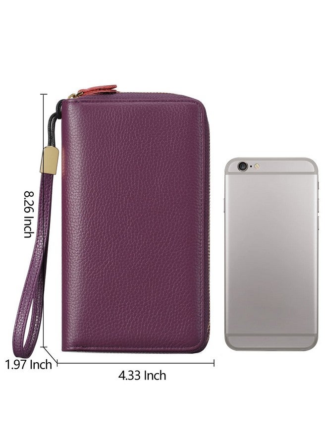 SENDEFN Leather Women Wallet Rfid Blocking Zipper Around Phone Holder Clutch Wristlet Large Capacity - Image 5