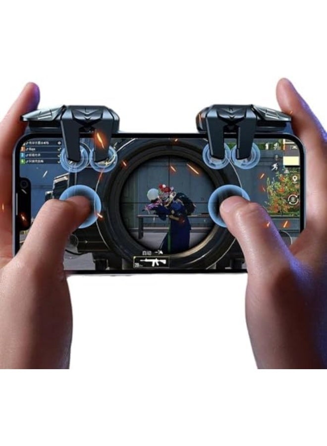 جهاز تحكم ألعاب PUBG Mobile مع 6 زناد، جهاز تحكم مخصص لألعاب الأجهزة المحمولة مع 6 زنادات تناسب 6 أصابع متوافق مع أجهزة iPhone وAndroid وiPad - Image 1
