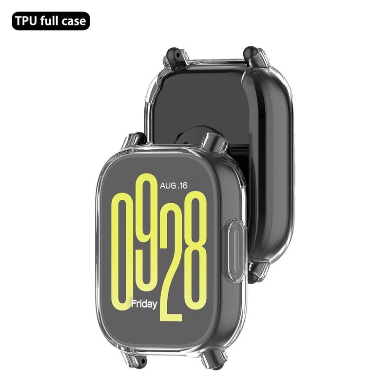 Wisely Protective Case Cover Compatible for Redmi Watch 5 Active SmartWatch Full Screen Protector Soft Case HD Clear, Transparent - Image 3
