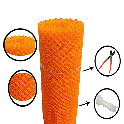 SAI PRASEEDA UV Stabilized Garden Fencing Net_Tree Guard Net_Anti Bird Net_PVC Virgin HDPE_3.3 Feet Height X 5 Feet Length_Orange Color_800 GSM with 1 Cutter and 50 PVC Tags SP23 - Image 3