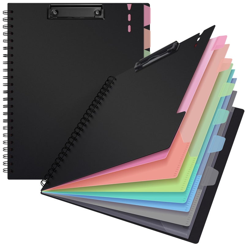 Uquelic Clipboard with Folder Organizer, 12 Pockets Project Organizer - Refillable Lined Notepad (11" x 8.5"), Hardcover Project Organizer with Stay-Put Tabs (Macaron 1 Pack) - Image 2