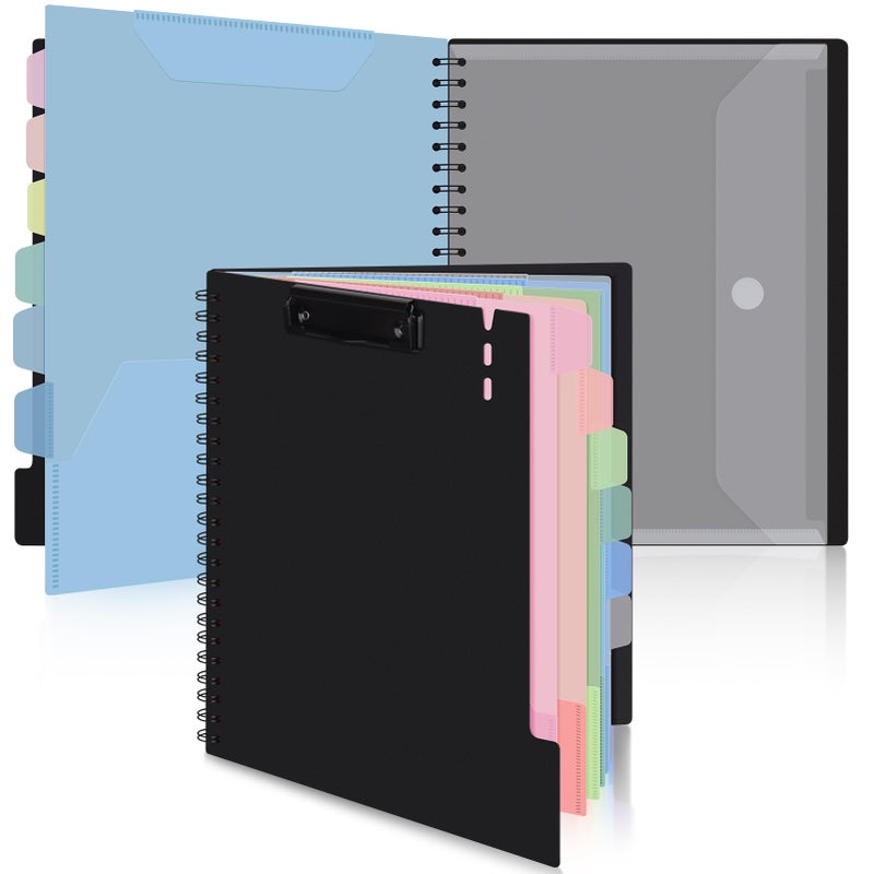 Uquelic Clipboard with Folder Organizer, 12 Pockets Project Organizer - Refillable Lined Notepad (11" x 8.5"), Hardcover Project Organizer with Stay-Put Tabs (Macaron 1 Pack) - Image 1