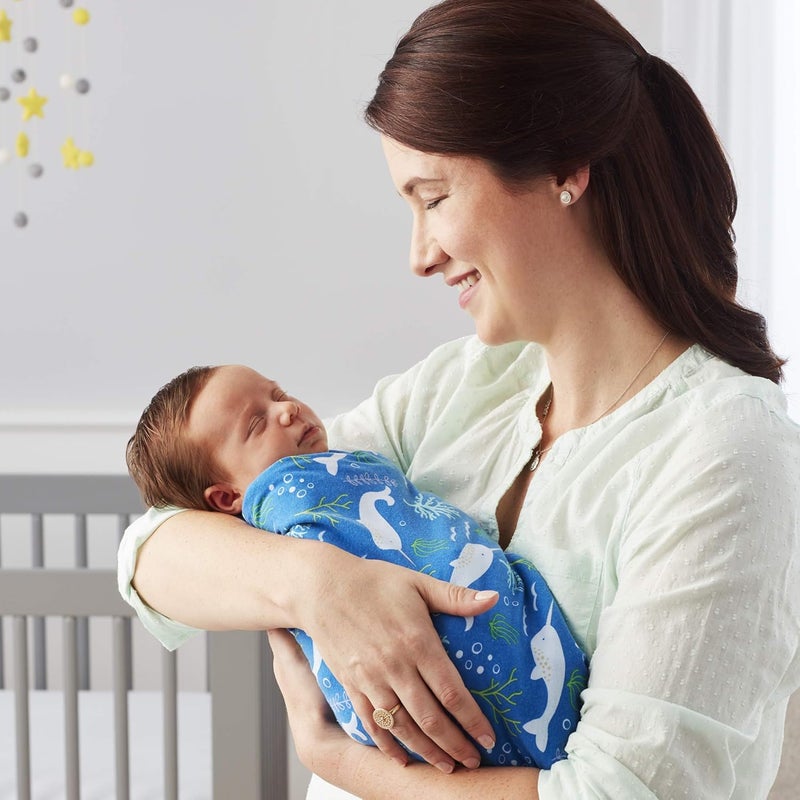 BreathableBaby Active Swaddle Blanket  Wrap 2 Pack  Narwhal and Gold Dots Lightweight Premium Activewear Fabric 47 x 47inch Extra Large MultiUse Blanket - Image 4