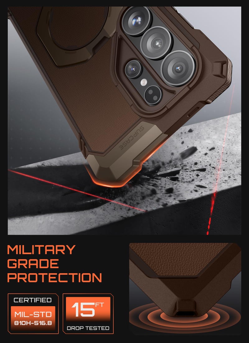 SUPCASE for Samsung Galaxy S26 Ultra Case with Kickstand (Unicorn Beetle Grip), [Wireless Charge Compatible] [Military-Grade Protection] Heavy-Duty Magnetic Phone Case for S26 Ultra 6.9 Inch, Brown - Image 5