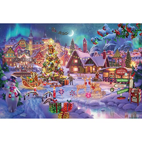 Lavievert Wooden Jigsaw Puzzle 1000 Piece Puzzle for Adults Christmas Tree Snowman Milu Deer Presents on Snowy Christmas Eve - Image 1