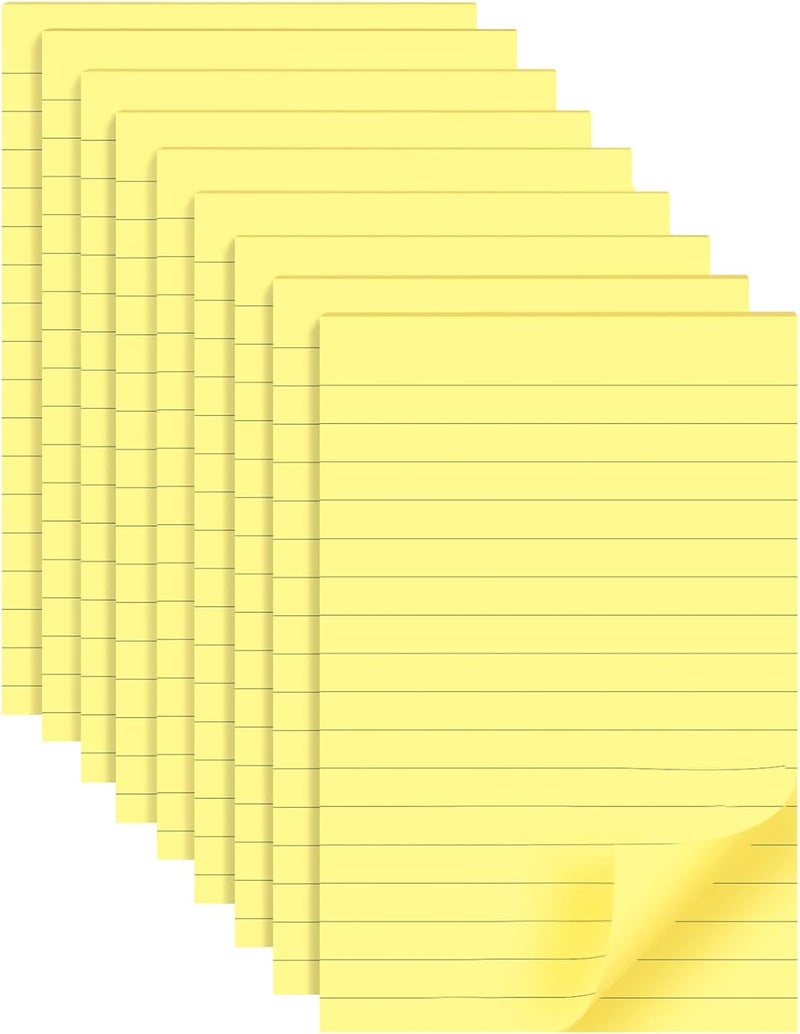 YEECOK 9 Pads Lined Sticky Notes 4x6 inch Post, Canary Yellow, Clean Removal, Self-Stick Pads, Large Sticky Notes Easily Used for Home, Office, School, 40 Sheets/Pad - Image 1