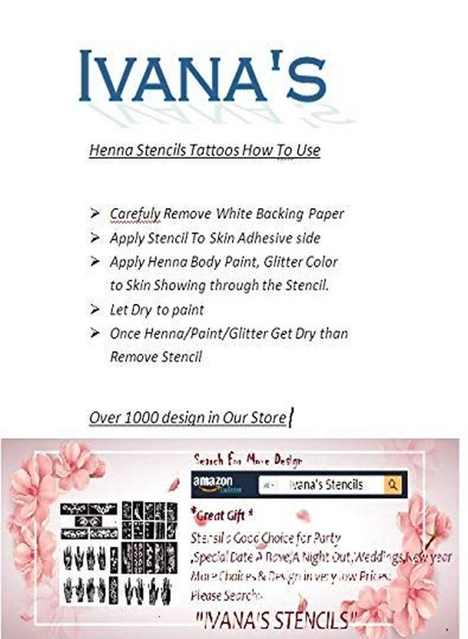 إيفاناز ملصقات حناء إيفانا لليدين | الجسم | الأصابع | الوجه للنساء والفتيات والأطفال، عبوة من قطعتين، NIV-41 - Image 3