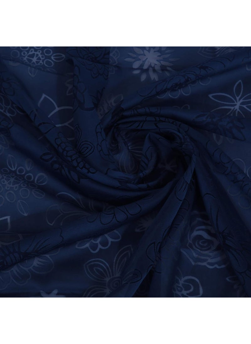 LINENWALAS LINENWALAS Floral Net Semi Transparent Door Curtains, Sheer Back Loops Hanging Style Curtains 9 Feet Long Set of 2, Net Fabric Curtains for Living Room, Bedroom, Kitchen (9 Feet, Blue Floral)  - Image 3