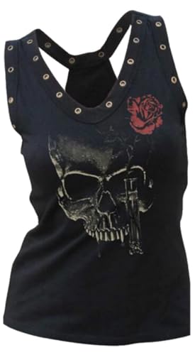 Fensajomon Skull Shirt for Women Tank Top Sleeveless Workout Summer Printed Loose Running T-Shirt L - Image 1