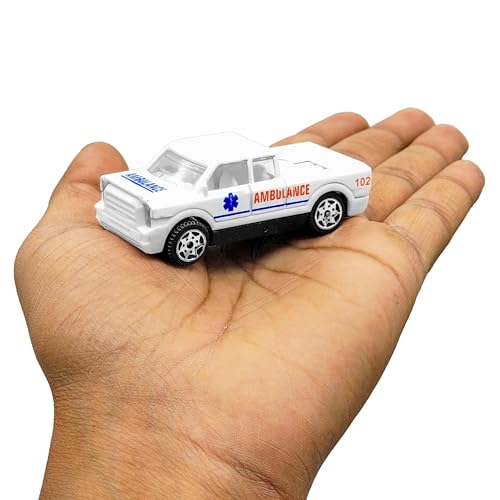 VGRASSP 1:64 Scale Mini Die Cast Alloy Metal Ambulance Vehicle Toy Set for Kids - Free Wheels Pretend Play Emergency Rescue Toy Cars for Boys and Girls - Set of 5 - Image 2