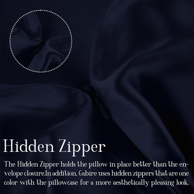 Gabire Mulberry Silk Pillowcase for Hair and Skin Cool Pillow Cases Both Sides Real Silk Pillowcases Organic Silk Pillowcase with Hidden Zipper, Navy Blue, King (20"×36") - Image 4