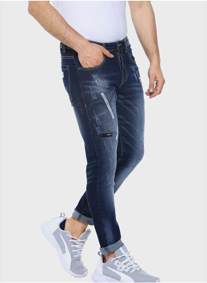 Campus Sutra Distressed Slim Fit Jeans