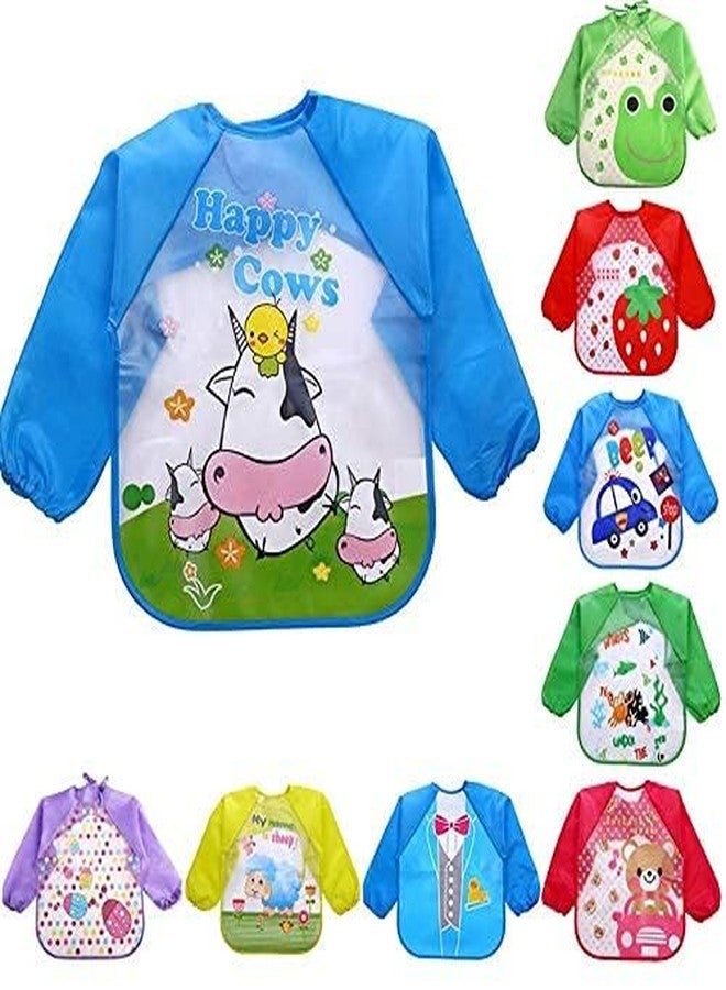 Ess Cubes Enterprise Full Sleeved Cartoon Animal Waterproof Reusable Plastic Silicone Baby girl boys Bibs Apron for Lunch Dinner Breakfast Feeding Unisex Children fast dry Mix Color 6+ Months (5) - Image 5