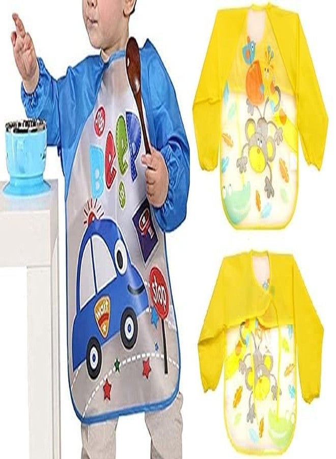 Ess Cubes Enterprise Full Sleeved Cartoon Animal Waterproof Reusable Plastic Silicone Baby girl boys Bibs Apron for Lunch Dinner Breakfast Feeding Unisex Children fast dry Mix Color 6+ Months (5) - Image 4