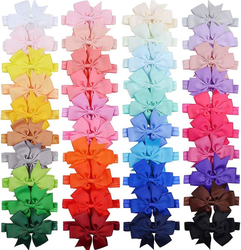 WillingTee Hairband, Baby Girls Headbands 3Inch 40 Colors Grosgrain Ribbon Hair Bows Choice for Baby Girls Infants Toddler Kids Teens and Children - Image 2