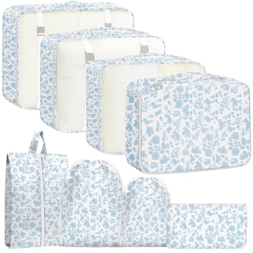YEEYAA Packing Cubes for Travel - 8 Set Luggage Organizer Bags for Family, Mesh Breathable Packing Cubes for Suitcases Durable Travel Essentials Bags Set - Image 1