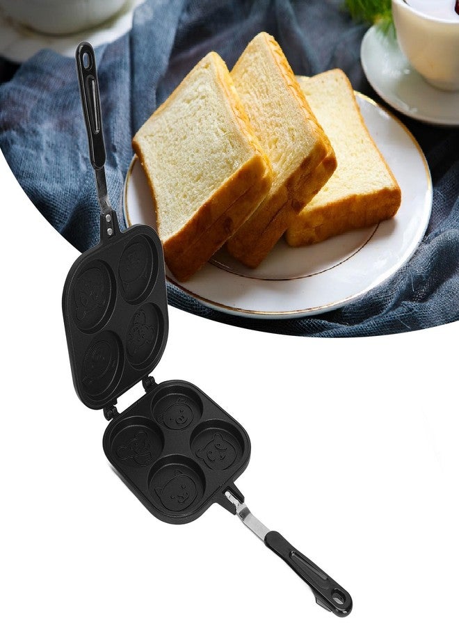 زيروديس مقلاة بان كيك مزدوجة الجوانب من زيروديس، 4 أكواب، غير لاصقة، مقلاة أومليت، مقلاة بيض، مقلاة بان كيك مزدوجة الجوانب بنقشة حيوانات كرتونية، أداة طبخ للبان كيك - Image 2