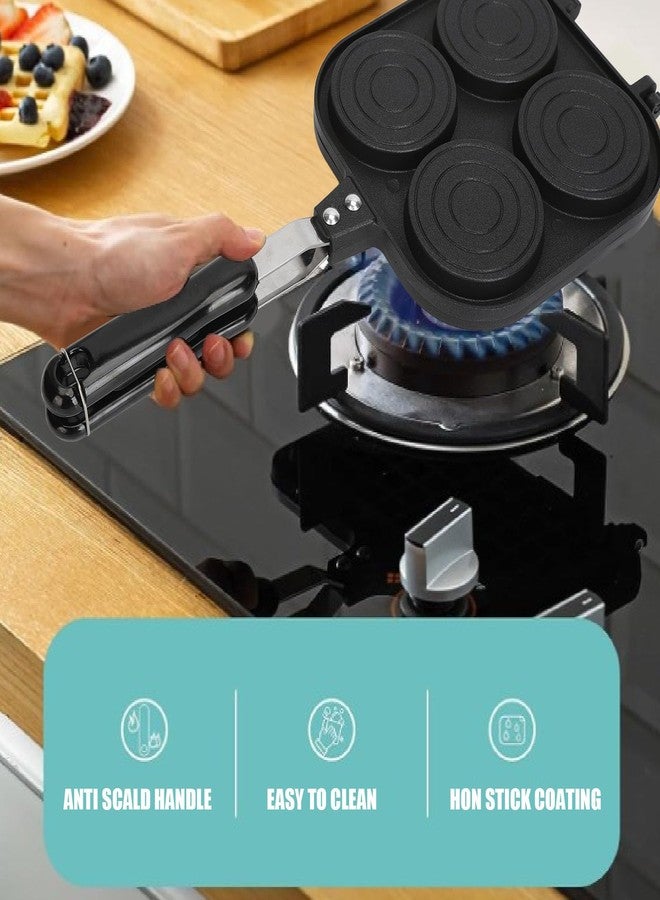 زيروديس مقلاة بان كيك مزدوجة الجوانب من زيروديس، 4 أكواب، غير لاصقة، مقلاة أومليت، مقلاة بيض، مقلاة بان كيك مزدوجة الجوانب بنقشة حيوانات كرتونية، أداة طبخ للبان كيك - Image 5