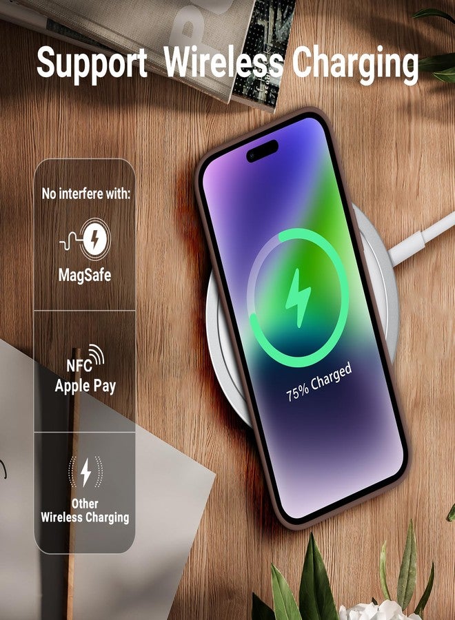 أوتيسير جراب AOTESIER متوافق مع iPhone 15 Pro Max، [حماية عسكرية مقاومة للصدمات] جراب هاتف من السيليكون مضاد للخدش، بطانة من الألياف الدقيقة الناعمة، جراب مرن، 6.7 بوصة، بني - Image 3