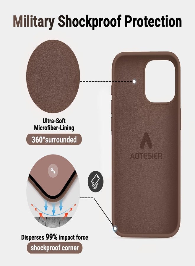 أوتيسير جراب AOTESIER متوافق مع iPhone 15 Pro Max، [حماية عسكرية مقاومة للصدمات] جراب هاتف من السيليكون مضاد للخدش، بطانة من الألياف الدقيقة الناعمة، جراب مرن، 6.7 بوصة، بني - Image 5