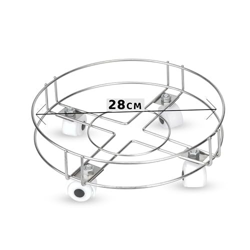 D.k 11 Stainless Steel Cylinder Trolly with 4 Wheels. LPG CylinderTrolly UNBREAKBLE Movable Cylinder Stand with Four Wheels Easy to Move (White Wheels, Pack Off 2) - Image 4